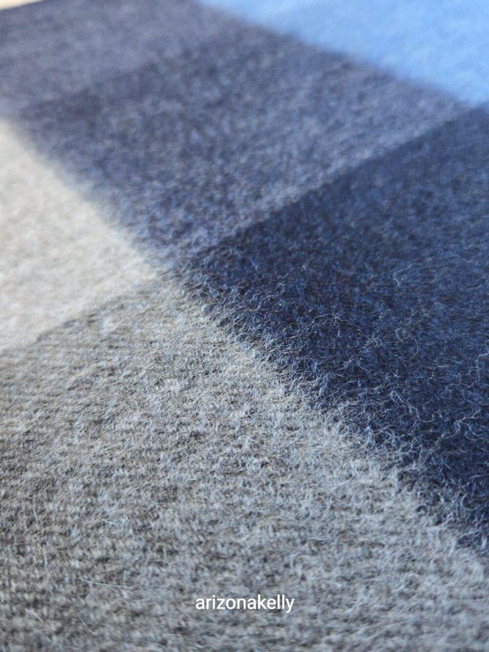 NWOT Cashmere Woven Scarf Blue, Black & Gray Plaid Checks - Picture 12 of 15
